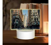 POEZJZW Streets of New York City modello rettangolare acrilico notte luce touch interruttore accento per librerie, scrivanie comodini
