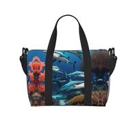 Poezjzw Submarine Shark Coral Travel Duffel Bag Tote Carry On Bagagli Resistente all'acqua Weekender Pernottamento Borse Per Pieghevole, nero, Taglia unica