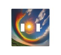 Poezjzw Sun High in The Sky Pattern decorativo interruttore luce piastra copre 2 gang piastra a parete doppia interruttore interruttore copertura 11,4 x 11,4 cm