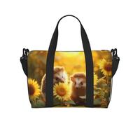 Poezjzw Sunflower And Hedgehog Travel Duffel Bag Tote Carry On Bagagli Borsa Impermeabile Weekender Pernottamento Borse Per Pieghevole, nero, Taglia unica