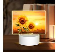 POEZJZW Sunflower at Sunset Patternrectangle Acrilico Luce Notte con Cavo USB Regolabile 3 Colori per Ristorante Bar Cafe