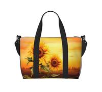 Poezjzw Sunflower At Sunset Travel Duffel Bag Tote Carry On Bagagli Borsa Impermeabile Weekender Pernottamento Borse Per Pieghevole, nero, Taglia unica