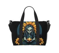 Poezjzw Sunflower Witch Travel Duffel Bag Tote Carry On Bagagli Resistente all'acqua Weekender Pernottamento Borse Per Pieghevole, nero, Taglia unica