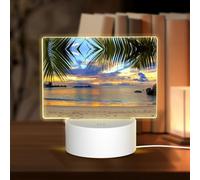 POEZJZW Sunset at The Beach Pattern Led Lamp Base Luce Notturna Acrilico USB 3 Modalità per Camera Cafe Bar Festa di Compleanno