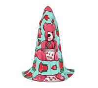 POEZJZW Sweet Strawberry Bea Pattern Mantello con cappuccio Mantello Costume Mantello per adulti Uomini Donne Felpe con cappuccio di Natale Mantello Costumi Cosplay S
