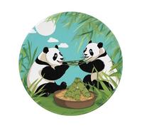 POEZJZW Tappetino per mouse rotondo con due simpatici grandi panda, simpatico tappetino per il mouse, base in gomma antiscivolo con bordo cucito, piccole dimensioni 20 x 20 cm
