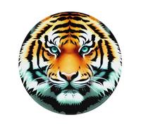POEZJZW Tappetino per mouse rotondo con motivo a testa di tigre, grazioso tappetino per il mouse, base in gomma antiscivolo con bordo cucito, piccole dimensioni 20 x 20 cm