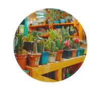 POEZJZW Tappetino per mouse rotondo con motivo di cactus Collection, grazioso tappetino per mouse, base in gomma antiscivolo con bordo cucito, piccole dimensioni 20 x 20 cm