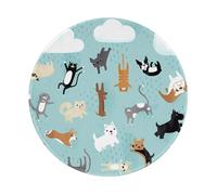 POEZJZW Tappetino per mouse rotondo con motivo di cani e gatti che piovono con base in gomma antiscivolo, adatto per giochi, computer portatili, 20 x 20 cm.
