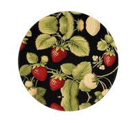 POEZJZW Tappetino per mouse rotondo con motivo di fragole, grazioso tappetino per mouse, base in gomma antiscivolo con bordo cucito, piccole dimensioni 20 x 20 cm