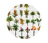 POEZJZW Tappetino per mouse rotondo con motivo di piante tropicali, grazioso tappetino per il mouse, base in gomma antiscivolo con bordo cucito, piccole dimensioni 20 x 20 cm