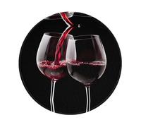 POEZJZW Tappetino per mouse rotondo con motivo due bicchieri di vino, grazioso tappetino per mouse, base in gomma antiscivolo con bordo cucito, piccole dimensioni 20 x 20 cm