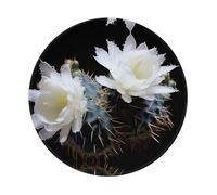 POEZJZW Tappetino per mouse rotondo con motivo floreale di cactus, grazioso tappetino per mouse, base in gomma antiscivolo con bordo cucito, piccole dimensioni 20 x 20 cm