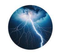 POEZJZW Tappetino per mouse rotondo con motivo fulmini e tuoni, tappetino protettivo per scrivania, con base in gomma antiscivolo, 20 x 19 cm, per casa e ufficio