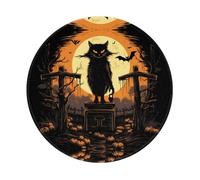POEZJZW Tappetino per mouse rotondo con motivo gatto sulla croce, grazioso tappetino per il mouse, base in gomma antiscivolo con bordo cucito, piccole dimensioni 20 x 20 cm