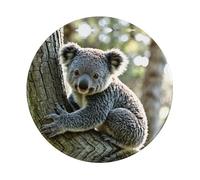 POEZJZW Tappetino per mouse rotondo con motivo koala sul tronco, grazioso tappetino per mouse, base in gomma antiscivolo con bordo cucito, piccole dimensioni 20 x 20 cm