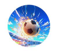 POEZJZW Tappetino per mouse rotondo con motivo palla da calcio volante, tappetino di protezione da scrivania con base in gomma antiscivolo, 20 x 19 cm, per casa e ufficio