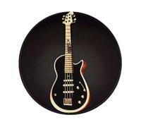 POEZJZW Tappetino per mouse rotondo nero a forma di chitarra, grazioso tappetino per mouse, base in gomma antiscivolo con bordo cucito, piccole dimensioni 20 x 20 cm