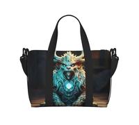 Poezjzw Tetragonal Beast Travel Duffel Bag Tote Carry On Bagagli Resistente all'acqua Weekender Pernottamento Borse Per Pieghevole, nero, Taglia unica
