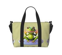 Poezjzw The Funny Frog Doing Yoga Travel Duffle Bag Weekender Carry On Tote Bags For Women Hospital Bags For Laboratory and Delivery Overnight Luggage Bag, Black, One Size, Black, One Size, Black,