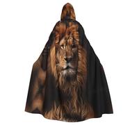 POEZJZW The Lion'S Gaze Pattern Poncho Halloween con cappuccio mantello donna uomo Halloween Dress Up Party Cosplay costumi