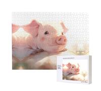 Poezjzw The Pigs Are Looking. Puzzle per adulti 500 pezzi puzzle in legno per familiari amici decorazione della casa arte murale 50,4 x 15 pollici