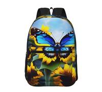 POEZJZW Tiger At Rest Zaino per computer portatile per zaini moda infermiera borse da viaggio eleganti zaini casual, Farfalla Blu Girasole, taglia unica