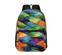 POEZJZW Tiger At Rest Zaino per computer portatile per zaini moda infermiera borse da viaggio eleganti zaini casual, Scala di pesce arcobaleno, taglia unica