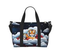 Poezjzw Tiger Cubs In The Clouds Borsone da viaggio Weekender Carry On Tote Bags per donne Borse da ospedale per lavoro e consegna Borsa per bagagli durante la notte, nero, taglia unica, Nero, One