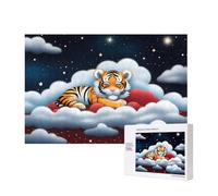Poezjzw Tiger Cubs In The Clouds Puzzle Classico Adulto 300 Pezzi Puzzle in Legno Moderno Decorazione Casa Intellettuale Gioco 40 X 28 Cm