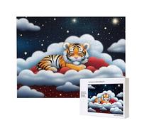 Poezjzw Tiger Cubs In The Clouds Puzzle Classico Adulto 500 Pezzi Puzzle in Legno Moderno Decorazione Casa Intellettuale Gioco 52 X 38 Cm
