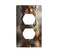 Poezjzw Tiger Running Pattern Outlet Covers Placca da parete Interruttore Luce Piastra Decorativa per Cucina Bagno Camera da Letto Casale Decorazione