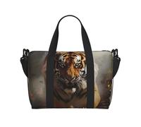 Poezjzw Tiger Running Travel Duffle Bag Weekender Carry On Tote Bags For Women Hospital Bags For Laboratory and Delivery Overnight Luggage Bag, Black, One Size, Nero, Taglia unica, Nero , taglia unica