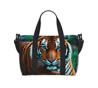 Poezjzw Tiger'S Gaze Borsone da viaggio Weekender Carry On Tote Bags per donne Borse da ospedale per lavoro e consegna Borsa per bagagli durante la notte, nero, taglia unica, Nero, One Size