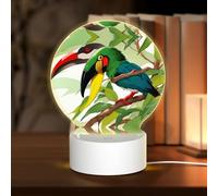 POEZJZW Toucantropical Beak Pattern Round Acrilico Luce Notte con Cavo USB Regolabile 3 Colori per Ristorante Bar Cafe