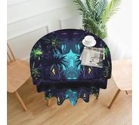 POEZJZW Tovaglia decorativa rotonda con motivo misterioso bosco magico 60 in resistente agli spruzzi e all'olio, adatta per tavoli da pranzo e tavolini da caffè