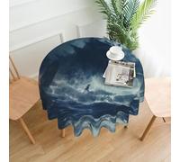 POEZJZW Tovaglia decorativa rotonda con motivo misterioso con bestia marina, 60 cm, resistente agli schizzi e all'olio, adatta per tavoli da pranzo e tavolini da caffè