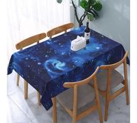 POEZJZW Tovaglia rettangolare con motivo galassia spaziale, universo, blu, per matrimoni, cene, tè, feste, decorazione per la casa, 137 x 183 cm