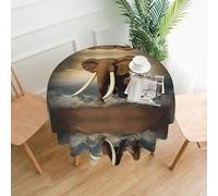 POEZJZW Tovaglia rotonda con elefanti e elefanti in riva al mare, 152 cm, resistente alle pieghe, per casa, cucina, tavolo da pranzo, feste all'aperto, picnic