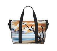 Poezjzw Tree At The Water'S Edge Borsone da viaggio Weekender Carry On Tote Bags per donne Borse da ospedale per lavoro e consegna Borsa per bagagli durante la notte, nero, taglia unica, Nero, One