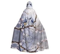 POEZJZW Uccello di fronte all'altro modello a lunghezza intera con cappuccio mantello lungo mantello mantello costume cosplay Halloween con cappuccio mantello unisex