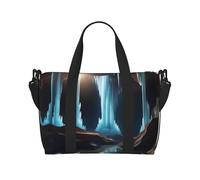 Poezjzw Underground Cave Crystal Travel Duffle Bag Weekender Carry On Tote Bags per donne Borse da ospedale per lavoro e consegna Borsa per bagagli durante la notte, nero, taglia unica, Nero, One Size