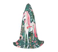 POEZJZW Unicorno con capelli rosa modello accappatoio con cappuccio mantello lungo mantello Halloween Cosplay costume con cappuccio mantello unisex piccolo