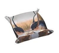 Poezjzw Vassoio per cameriere con motivo a Spiky Beast in acqua, per signorina uomini, in pelle, gioielli, chiavi, telefono, portamonete, cambio, scatola portaoggetti da comodino