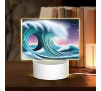 POEZJZW Vasto modello tsunami rettangolo acrilico luce notturna con cavo USB regolabile 3 colori per ristorante bar caffè