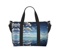 Poezjzw White Clouds Over The Sea Travel Duffle Bag Weekender Carry On Tote Bags per donne Borse da ospedale per lavoro e consegna Borsa per bagagli durante la notte, nero, taglia unica, Nero, One