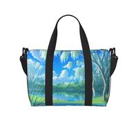 Poezjzw Willows On The Waterfront Borsone da viaggio Weekender Carry On Tote Bags per donne Borse da ospedale per lavoro e consegna Borsa per bagagli durante la notte, nero, taglia unica, Nero, One