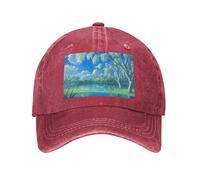 POEZJZW Willows On The Waterfront Pattern Around Vintage Regolabile Coda di Cavallo Cappello da Cowboy Cappello da Baseball Cappelli da Palestra per Donna Uomo Donna Regali Nero, Rosso, Taglia unica