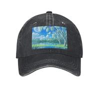 POEZJZW Willows On The Waterfront Pattern Around Vintage Regolabile Coda di Cavallo Cappello da Cowboy Cappello da Baseball Cappelli da Palestra per Donna Uomo Donna Regali Nero, Nero , Taglia unica