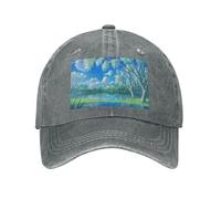 POEZJZW Willows On The Waterfront Pattern Around Vintage Regolabile Coda di Cavallo Cappello da Cowboy Cappello da Baseball Cappelli da Palestra per Donna Uomo Donna Regali Nero, grigio, Taglia unica